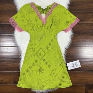 Never Fully Dressed Size US 2 / UK 6 / EU 34 Green Pink Safari Thea Mini Dress